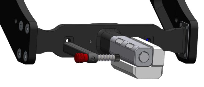 A view of the 1.25" - 2" adapter installed from a 3/4 view.