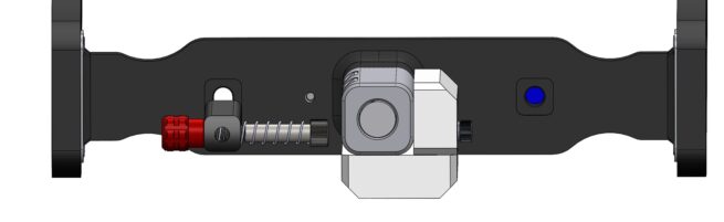 Head on view of the 1.25"-2" Adapter installed on the Mach2 Single Rack – 1.25″ Hitch v2.