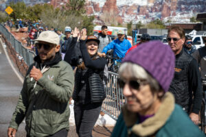 Participants lined up all the way down the block to get into Sedona Mountain Bike Fest