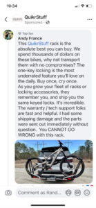 Screen shot of a comment on social media