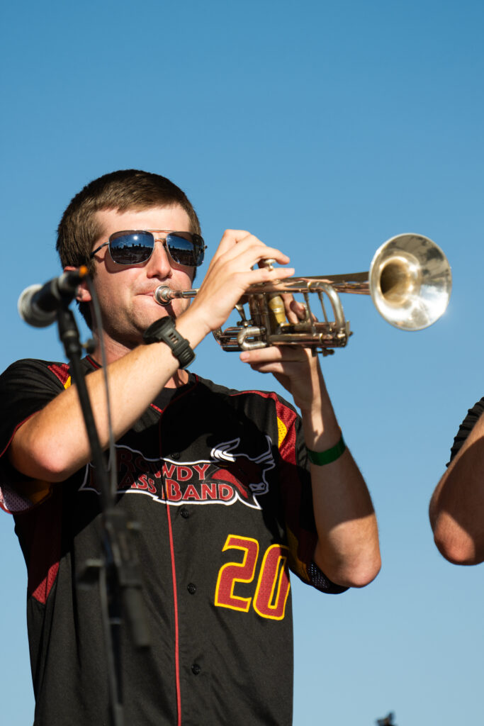 Tray Koch playing the trumpet