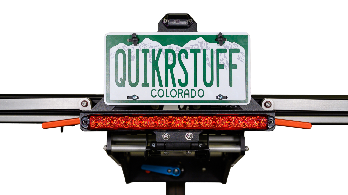 Small Kody Light on QuikrStuff rack with License Plate Holder